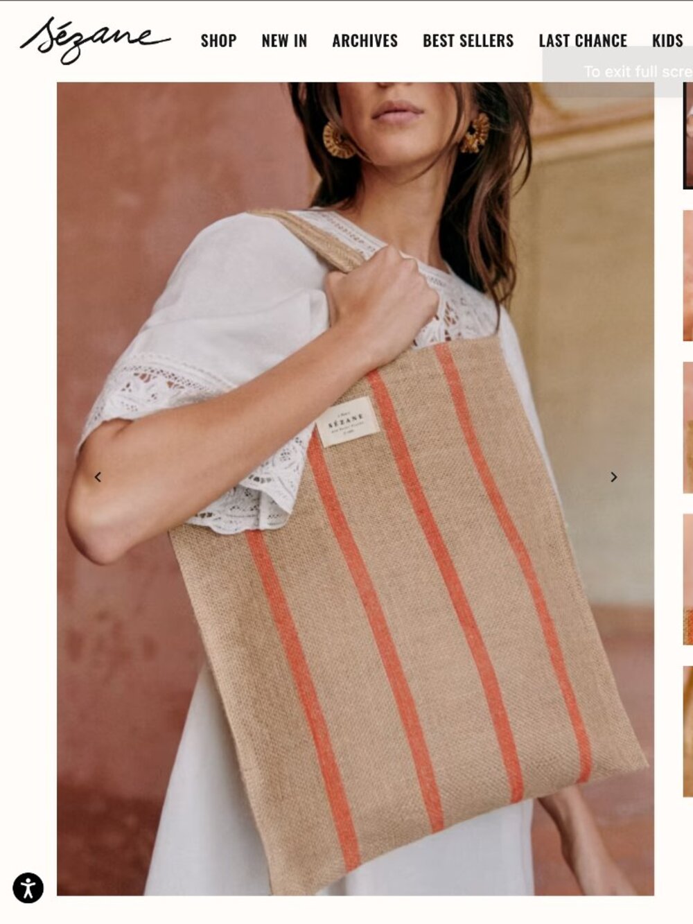 Sézane Small Jute Striped Tote Bag